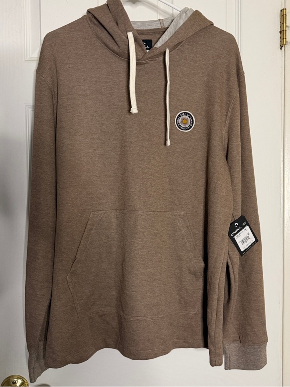 O'Neill Men's Brown Hooded Pullover with Chest Patch